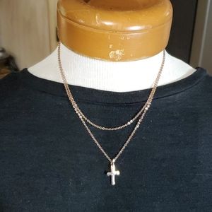 2 layer cross necklace